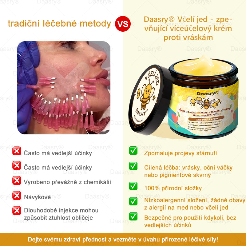 🔥 🗽Klinicky ověřeno: Daasry® Bee Venom Treatment Cream s peptidy včelího jedu, botulotoxinem, kyselinou hyaluronovou a kolagenem💧. Cílí na vrásky, jemné linky, ochabnutí pleti, strie, tmavé skvrny – zpevňuje, liftinguje a další účinky.