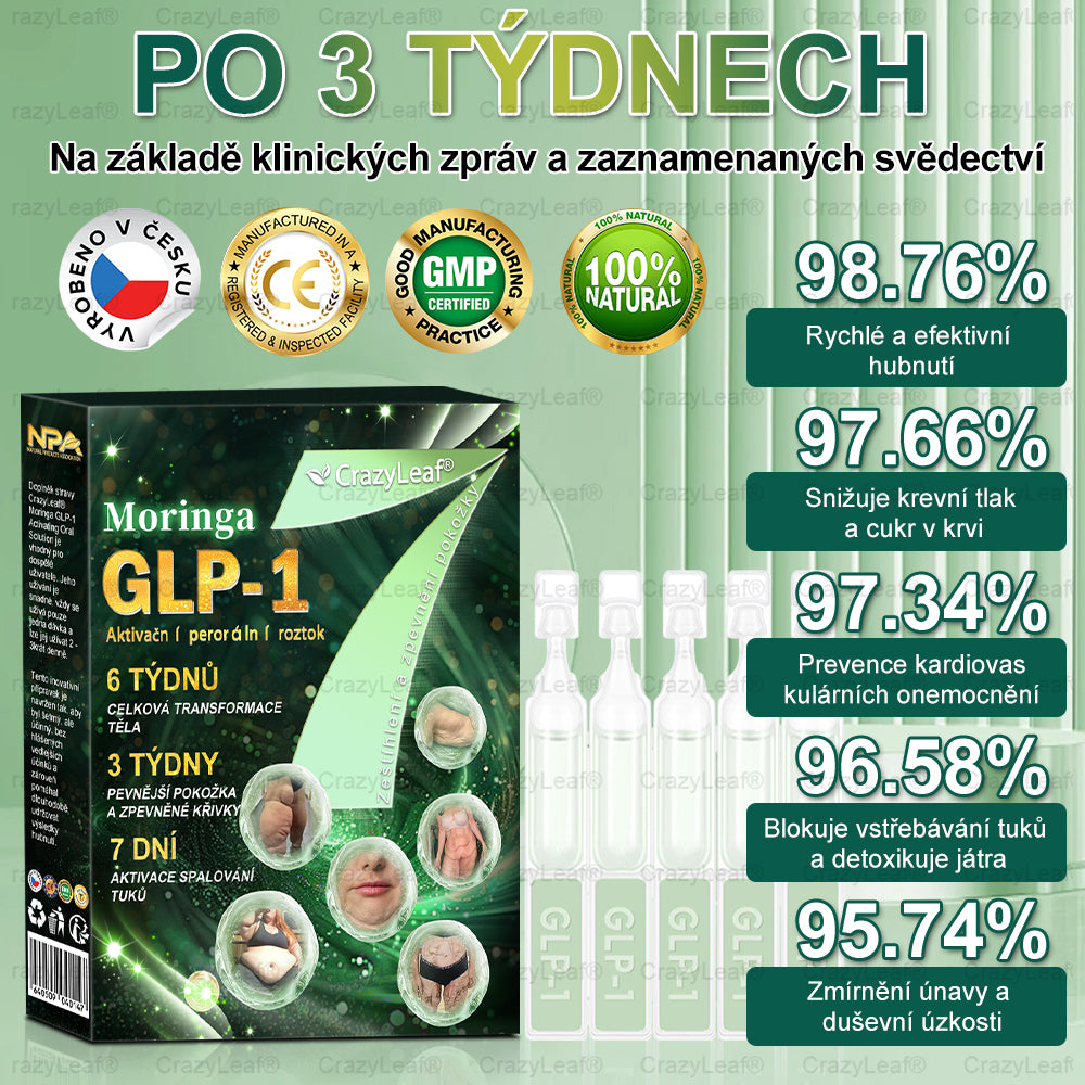 Oficiální obchod|CrazyLeaf® Meglutide GLP-1 aktivační perorální roztok - Moringa • NAD+ • Yerba Maté - přírodní podpora hubnutí, proti stárnutí a metabolismu cukru