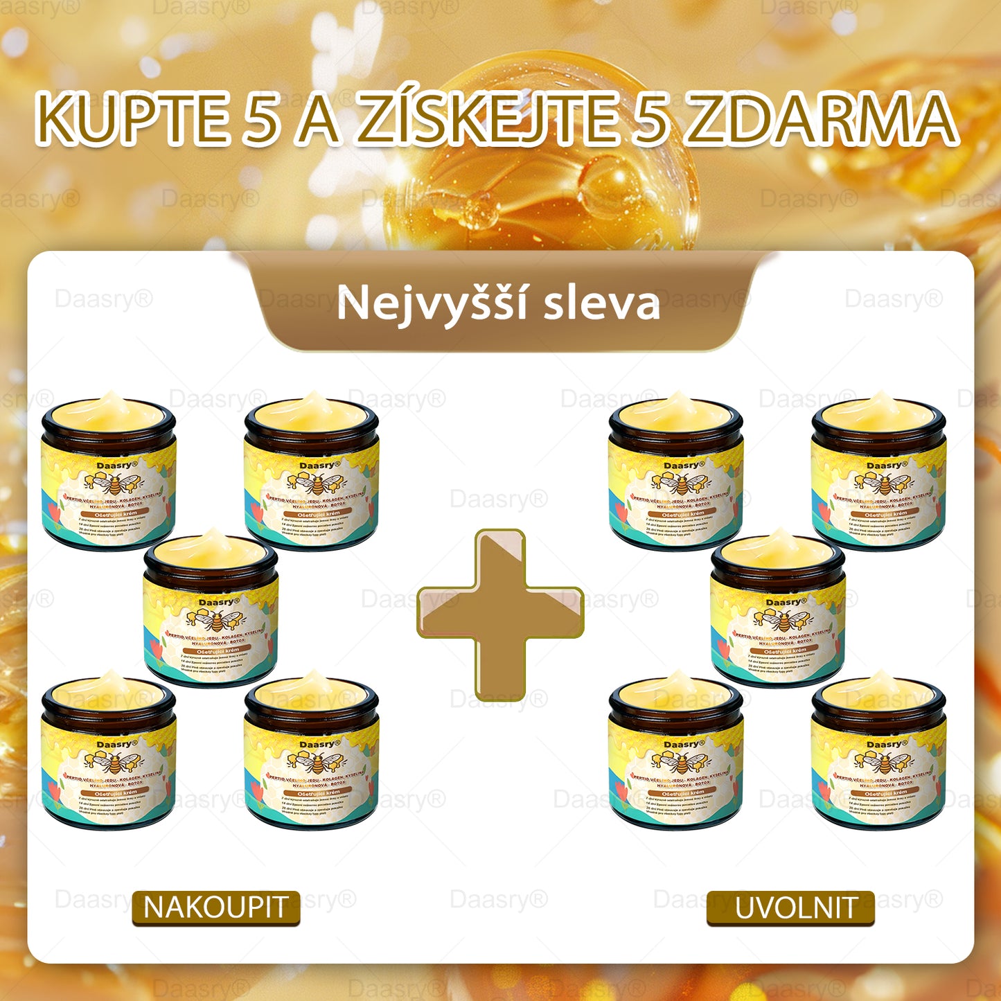 🔥 🗽Klinicky ověřeno: Daasry® Bee Venom Treatment Cream s peptidy včelího jedu, botulotoxinem, kyselinou hyaluronovou a kolagenem💧. Cílí na vrásky, jemné linky, ochabnutí pleti, strie, tmavé skvrny – zpevňuje, liftinguje a další účinky.