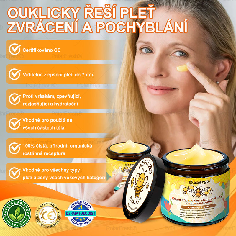 🔥 🗽Klinicky ověřeno: Daasry® Bee Venom Treatment Cream s peptidy včelího jedu, botulotoxinem, kyselinou hyaluronovou a kolagenem💧. Cílí na vrásky, jemné linky, ochabnutí pleti, strie, tmavé skvrny – zpevňuje, liftinguje a další účinky.