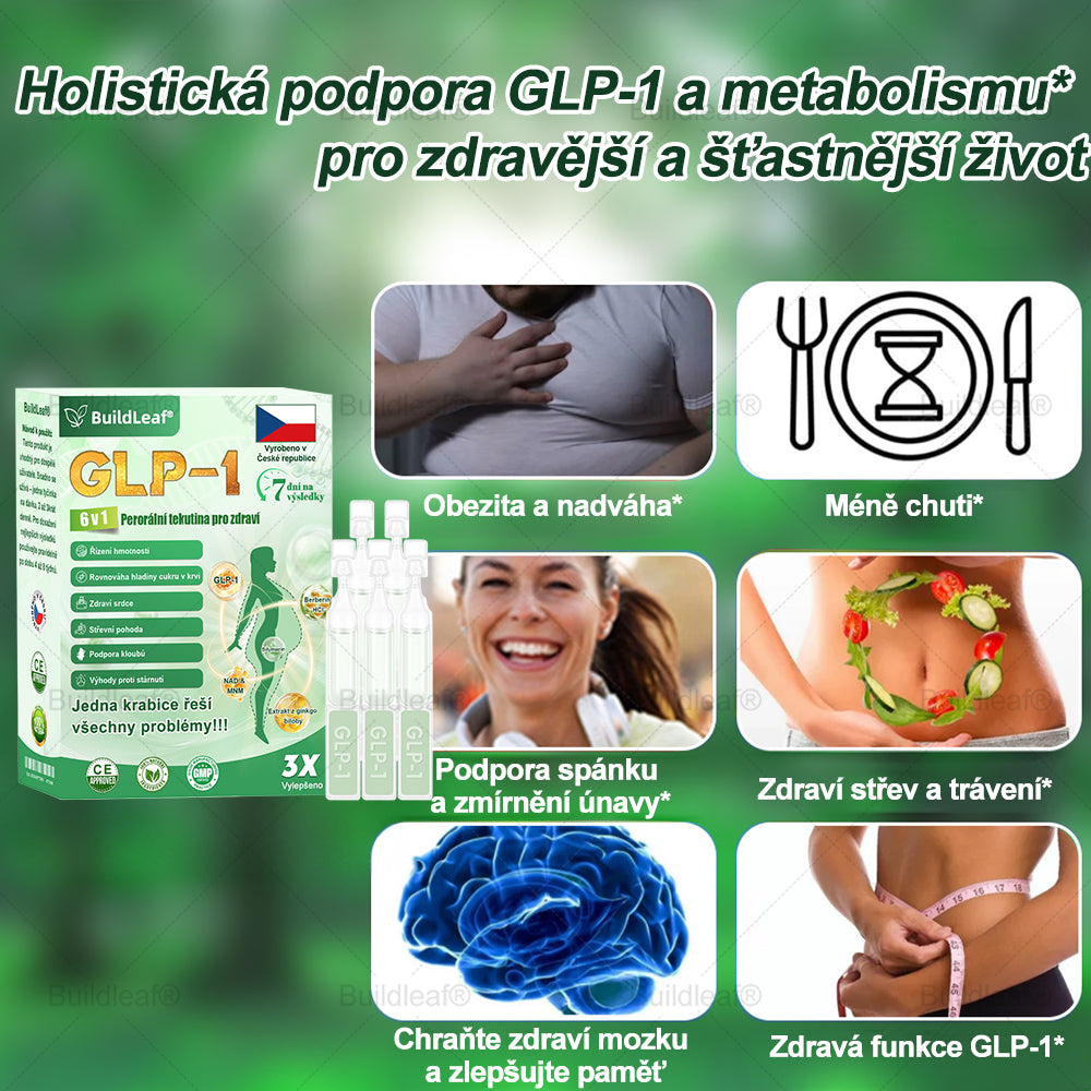Oficiální obchod | BuildLeaf® GLP-1 6-v-1 Health Solution Perorální tekutina (Pouze jednou denně, viditelné změny za 7 dní) ✅ Pro obezitu, kardiovaskulární onemocnění, cukrovku, spánkovou apnoe, zdraví střev, problémy s klouby a další