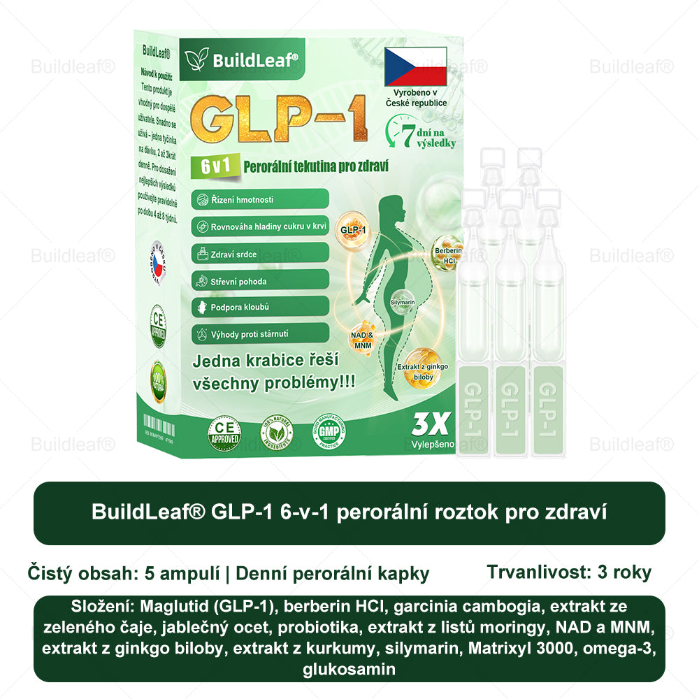 Oficiální obchod | BuildLeaf® GLP-1 6-v-1 Health Solution Perorální tekutina (Pouze jednou denně, viditelné změny za 7 dní) ✅ Pro obezitu, kardiovaskulární onemocnění, cukrovku, spánkovou apnoe, zdraví střev, problémy s klouby a další