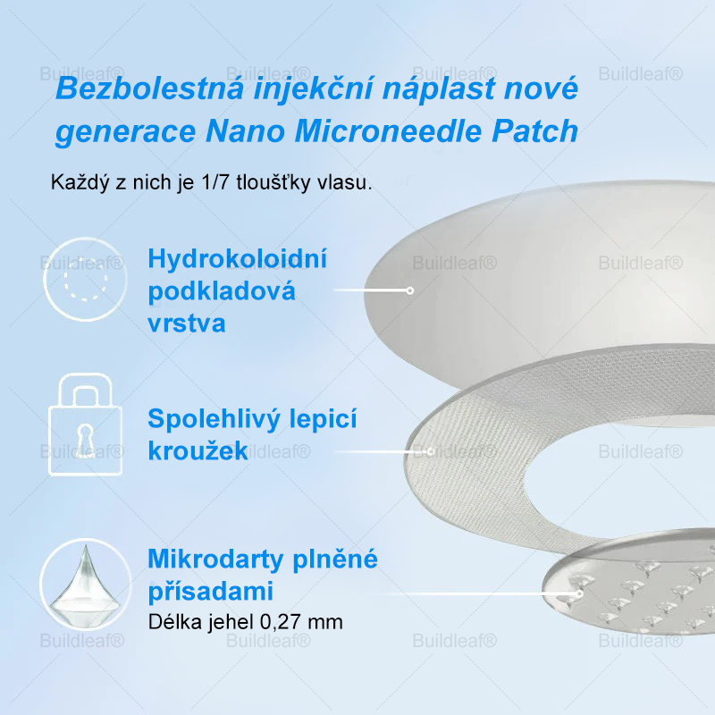 Oficiální obchod | Buildleaf® Tirzepatide Nano Mikroneedlový Náplast s kolagenem a Matrixyl 3000 | Proti obezitě, povolené pokožce, vysokému krevnímu tlaku, cukrovce, tukové játrech, bolesti kloubů, mozkové mlze, nízké energii, tělesné bolesti a dalších