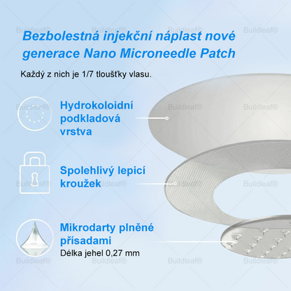 Oficiální obchod | Buildleaf® Tirzepatide Nano Mikroneedlový Náplast s kolagenem a Matrixyl 3000 | Proti obezitě, povolené pokožce, vysokému krevnímu tlaku, cukrovce, tukové játrech, bolesti kloubů, mozkové mlze, nízké energii, tělesné bolesti a dalších