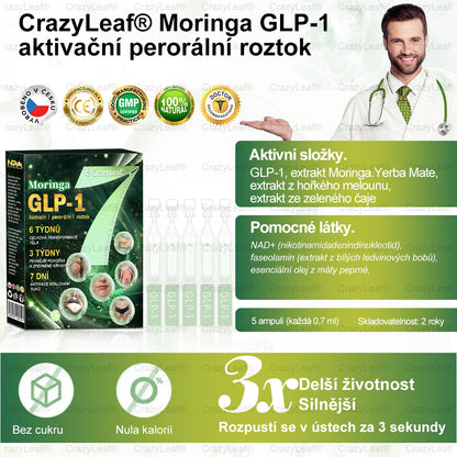 Oficiální obchod|CrazyLeaf® Meglutide GLP-1 aktivační perorální roztok - Moringa • NAD+ • Yerba Maté - přírodní podpora hubnutí, proti stárnutí a metabolismu cukru