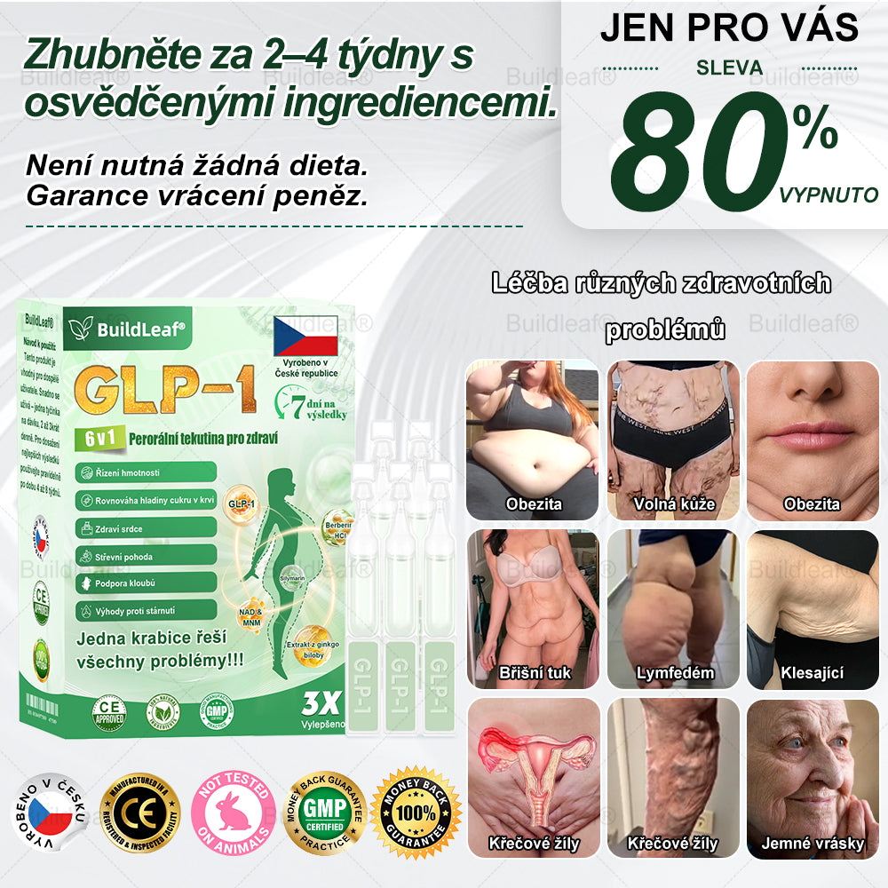 Oficiální obchod | BuildLeaf® GLP-1 6-v-1 Health Solution Perorální tekutina (Pouze jednou denně, viditelné změny za 7 dní) ✅ Pro obezitu, kardiovaskulární onemocnění, cukrovku, spánkovou apnoe, zdraví střev, problémy s klouby a další