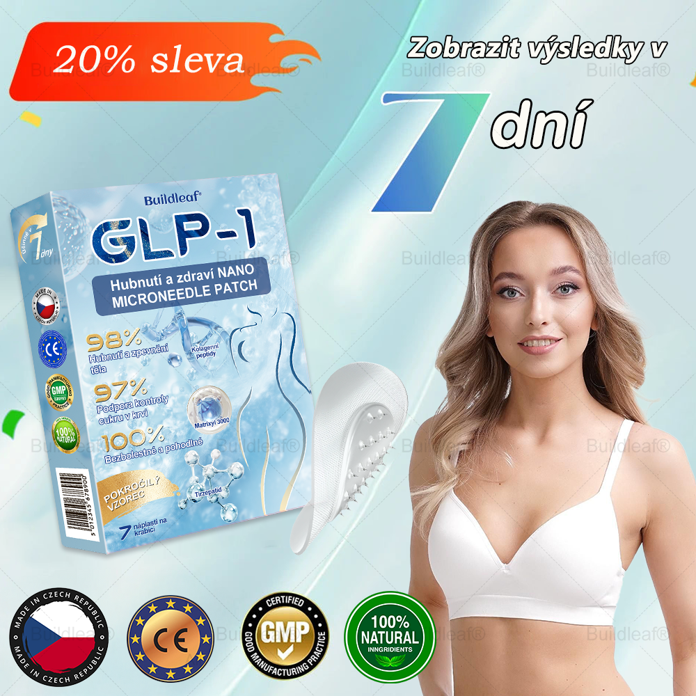 Oficiální obchod | Buildleaf® Tirzepatide Nano Mikroneedlový Náplast s kolagenem a Matrixyl 3000 | Proti obezitě, povolené pokožce, vysokému krevnímu tlaku, cukrovce, tukové játrech, bolesti kloubů, mozkové mlze, nízké energii, tělesné bolesti a dalších