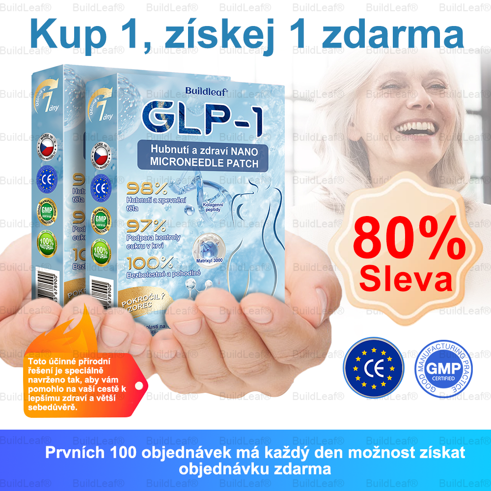 Oficiální obchod | Buildleaf® Tirzepatide Nano Mikroneedlový Náplast s kolagenem a Matrixyl 3000 | Proti obezitě, povolené pokožce, vysokému krevnímu tlaku, cukrovce, tukové játrech, bolesti kloubů, mozkové mlze, nízké energii, tělesné bolesti a dalších